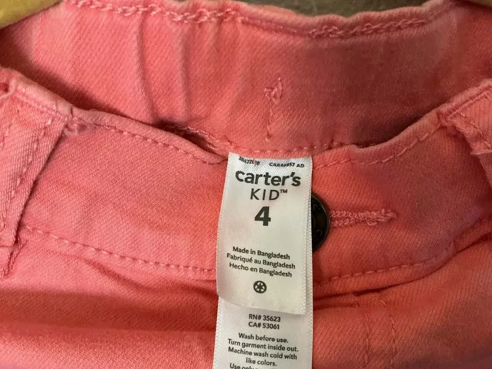 Carter's Kid Girls Pink Frayed Hem Denim Jean Shorts Size 4